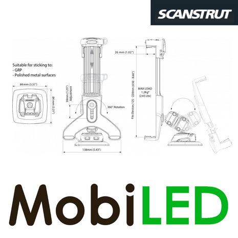 Scanstrut Support de tablette base autocollante Scanstrut Support de tablette base autocollante