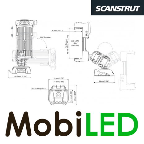 Scanstrut Telefoonhouder vastgeschroefde basis