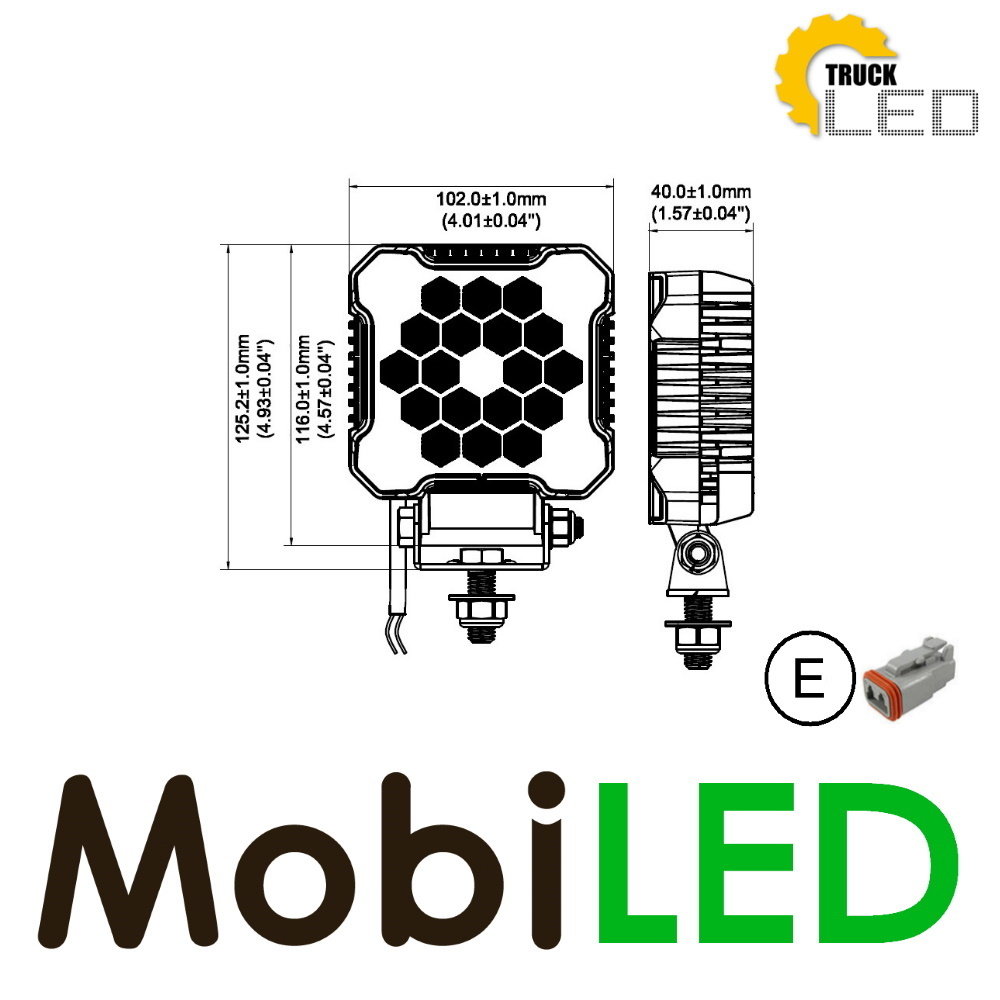 TruckLED Wor light 26W edgeless E-mark DT connector TruckLED Wor light 26W edgeless E-mark DT connector