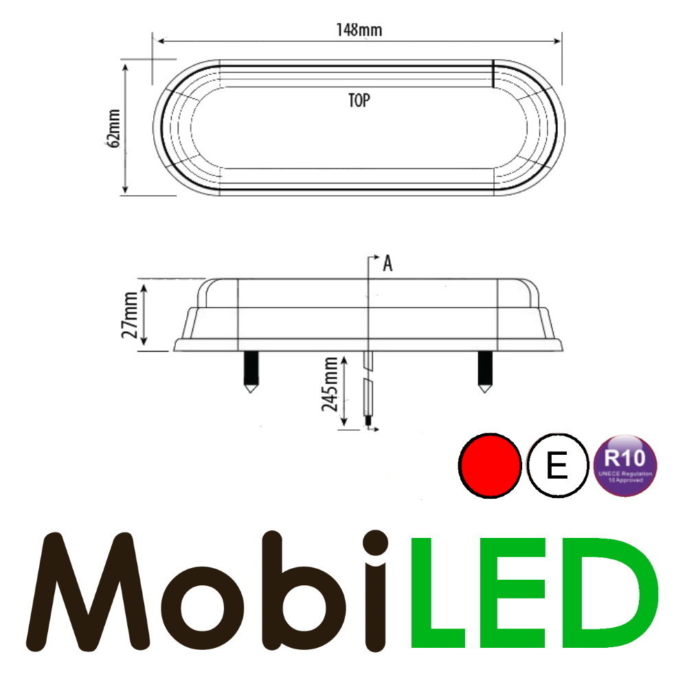 Flitser compact 12 leds rood
