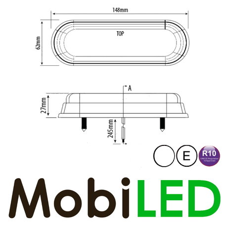 Flasher compact 12 LEDs white E-mark Flasher compact 12 LEDs white E-mark