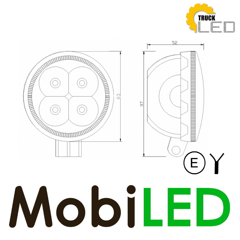 TruckLED Mini lampe de travail projecteur à faisceau loin 14W ronde TruckLED Mini lampe de travail projecteur à faisceau loin 14W ronde