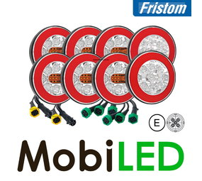 Fristom SET 8 ronde achterlichten 5 functies met kabelsets Fristom SET 8 ronde achterlichten 5 functies met kabelsets