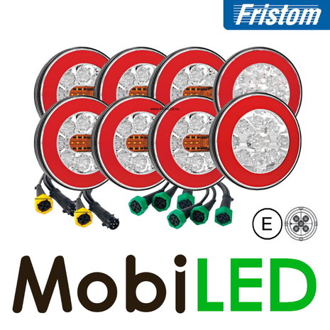 Fristom Set de 8 feux arrières rond 5 fonctions avec jeux de câbles Fristom Set de 8 feux arrières rond 5 fonctions avec jeux de câbles