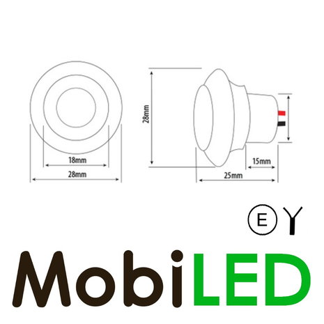 Markeerverlichting inbouw rond 28 mm Rood E-keur