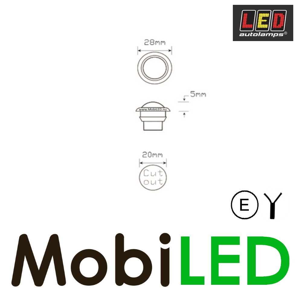 LED autolamps Feu de marquage Rouge rond 28mm E-mark