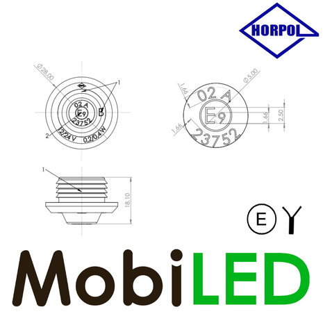 HORPOL Round position light flat mounting white HORPOL Round position light flat mounting white