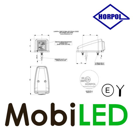 HORPOL Lampe au sommet Ambre carrée 12-24 volts E-mark HORPOL Lampe au sommet Ambre carrée 12-24 volts E-mark