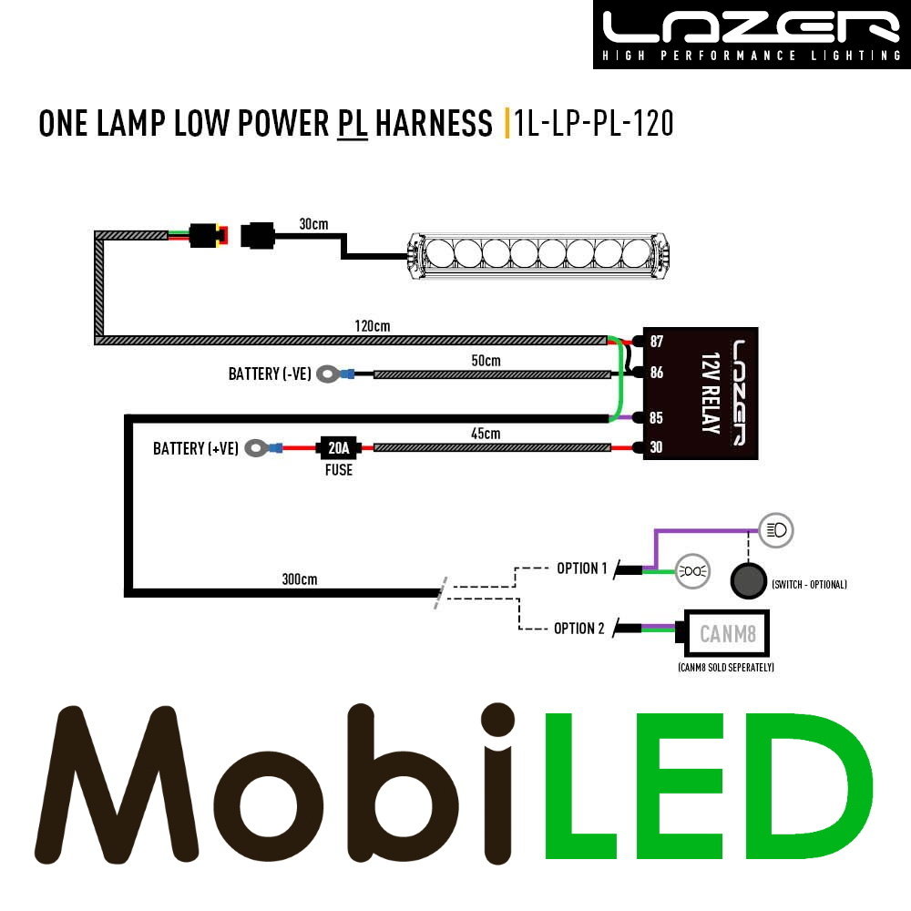 LAZER Kabelset 1 lamp positielicht (12V)