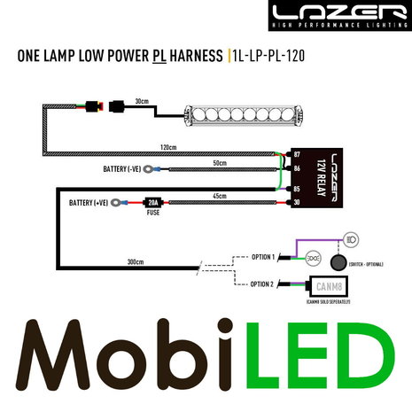 LAZER Kabelset 1 lamp positielicht (12V)