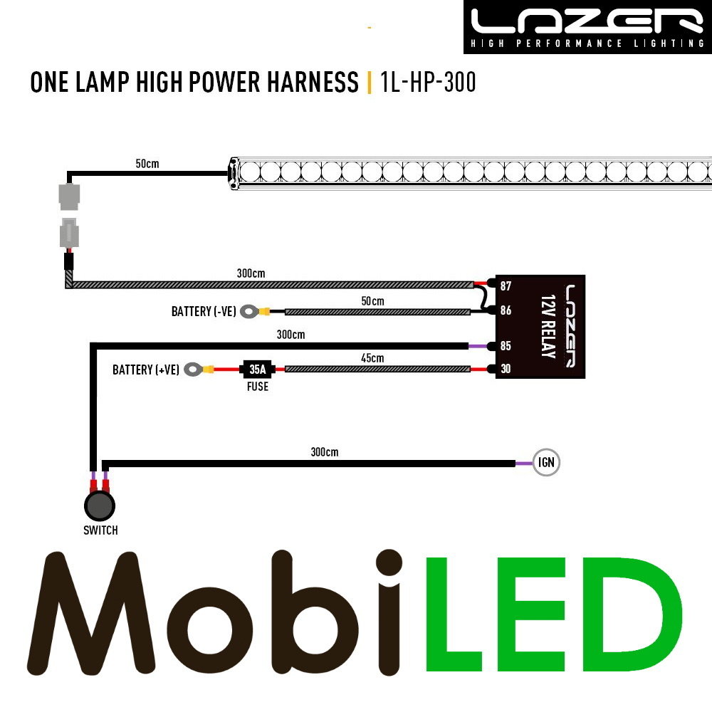 LAZER Kit de câblage 1 lampe haute puissance (12V)