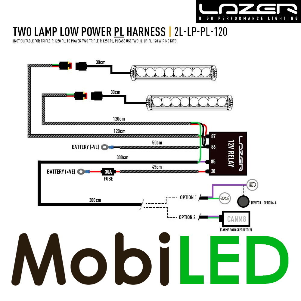 LAZER Kabelset 2 lampen positielicht (12V)