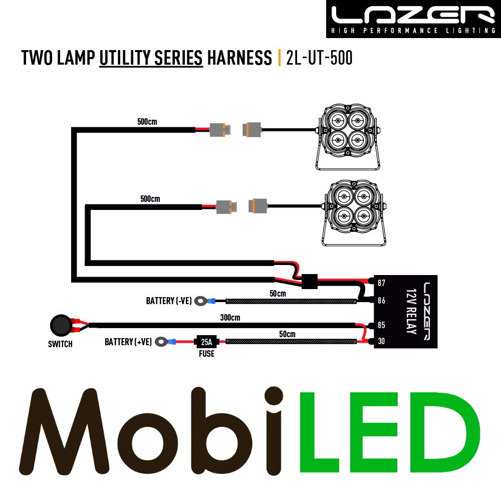LAZER Kabelset 2 lampen Utility (12V)
