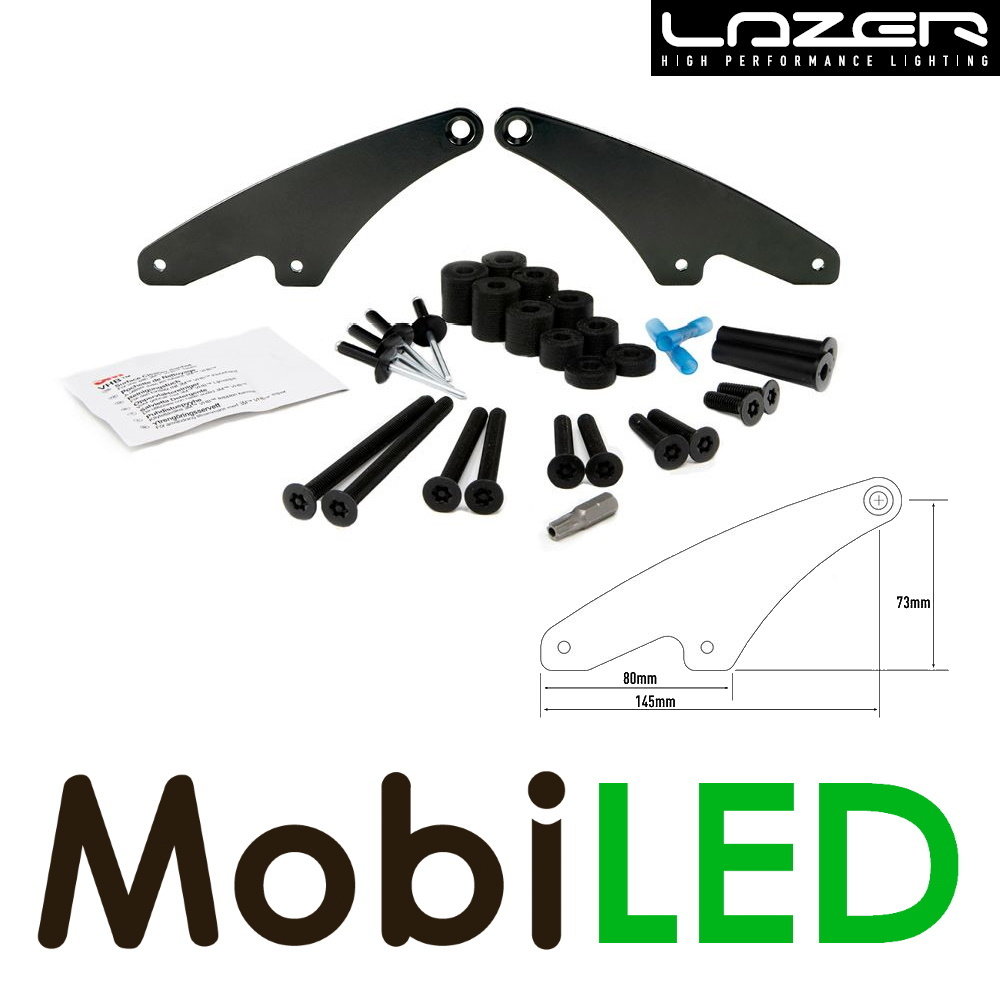 LAZER LED bar roof mounting set with roof rails 73mm
