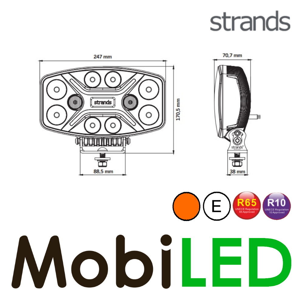 Strands Strands Dark Knight Insane 9" flash, feu de position ambre/blanc Strands Strands Dark Knight Insane 9" flash, feu de position ambre/blanc