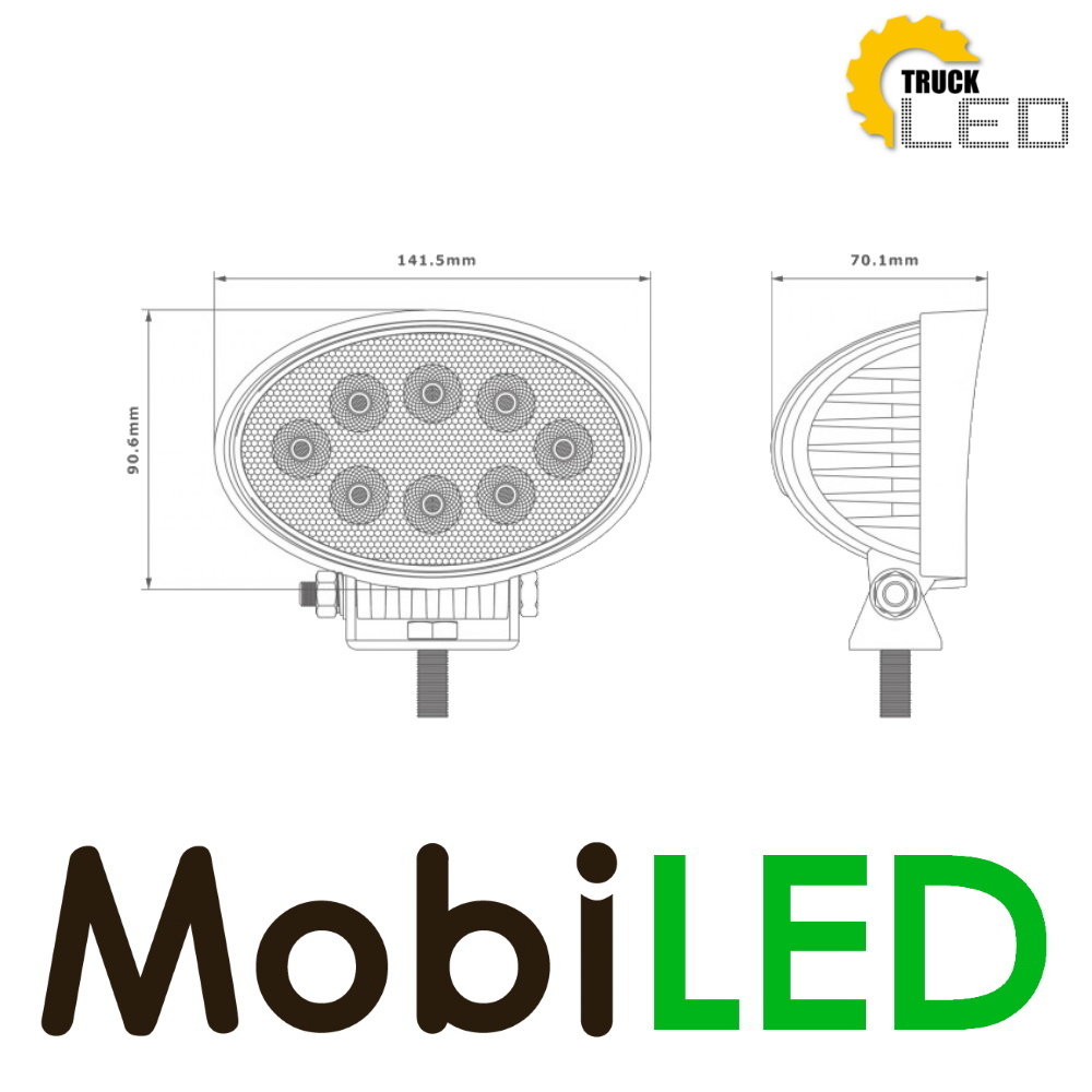 TruckLED Work lamp 16W oval E-mark TruckLED Work lamp 16W oval E-mark