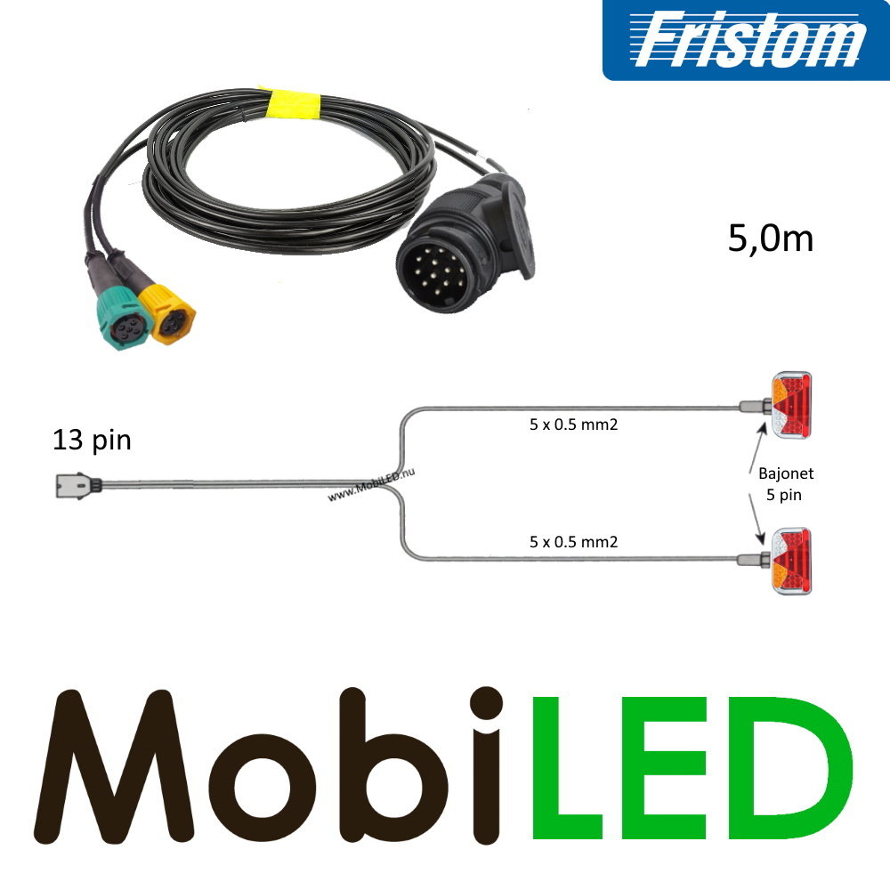 Fristom 13 polig aanhanger kabelboom  5m 5-pin heavy duty bajonet Fristom 13 polig aanhanger kabelboom  5m 5-pin heavy duty bajonet