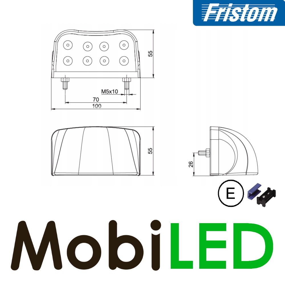 Fristom Éclairage de plaque d'immatriculation E-mark 12-24 volts connecteur 0,75mm² Fristom Éclairage de plaque d'immatriculation E-mark 12-24 volts connecteur 0,75mm²