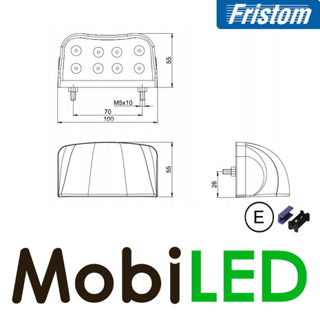 Fristom Kentekenverlichting  E-keur 12-24 volt 0,75mm² connector Fristom Kentekenverlichting  E-keur 12-24 volt 0,75mm² connector