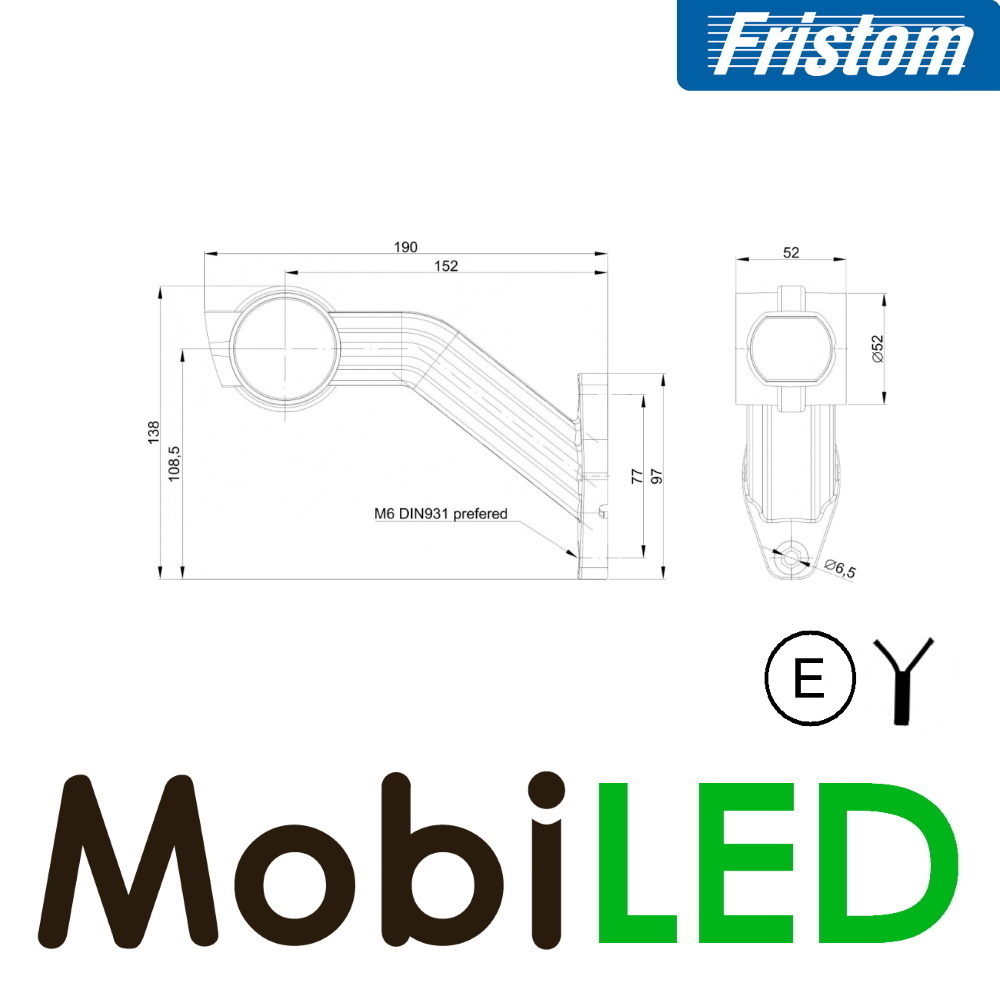Fristom Lampe à suspension Modèle coudé Droite E-mark Rouge-Ambre-Blanc 12-24 volts