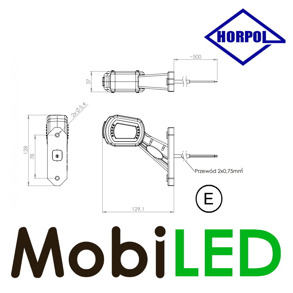 HORPOL Pendant lamp Right red / amber / white 12 / 24 volts E-mark small HORPOL Pendant lamp Right red / amber / white 12 / 24 volts E-mark small