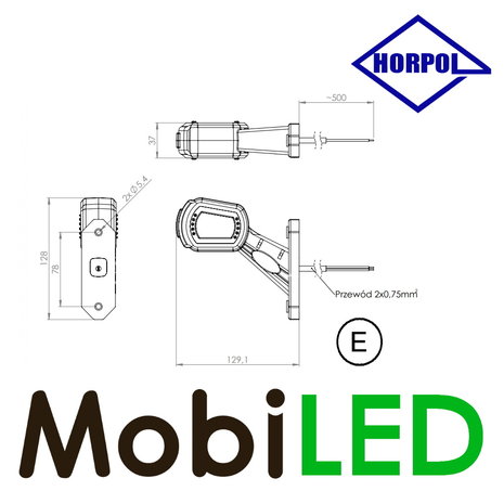 HORPOL Lampe pendentive Droite rouge/ambre/blanc 12/24 volts E-mark petite