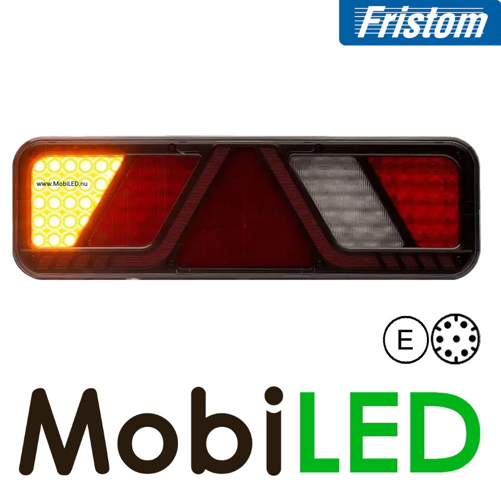 Fristom Feu arrière 5 fonctions réflecteur marquage latéral gauche 24V E-marque AMP Fristom Feu arrière 5 fonctions réflecteur marquage latéral gauche 24V E-marque AMP