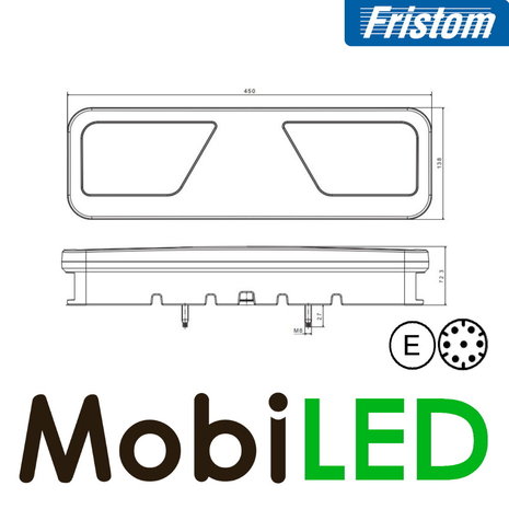Fristom Feu arrière 5 fonctions réflecteur marquage latéral gauche 24V E-marque AMP Fristom Feu arrière 5 fonctions réflecteur marquage latéral gauche 24V E-marque AMP