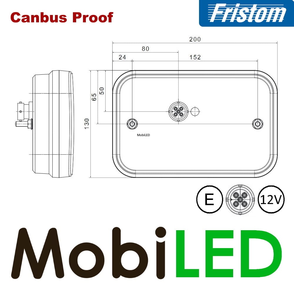 Fristom LED achterlicht  12V Fristom 270 serie mistlamp 5 Pin Links E-keur