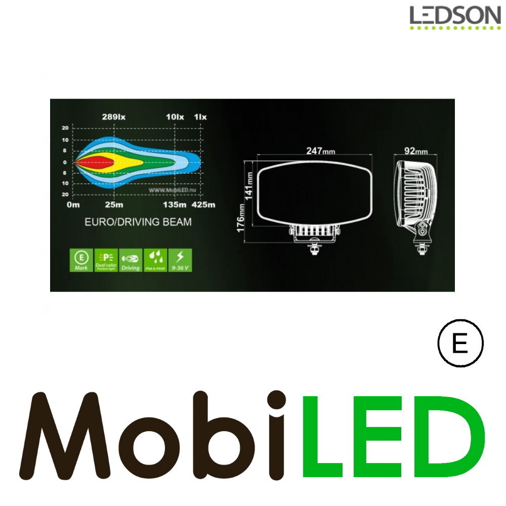 LEDSON Orion 10" 100 watt Jumbo met positielicht wit/amber