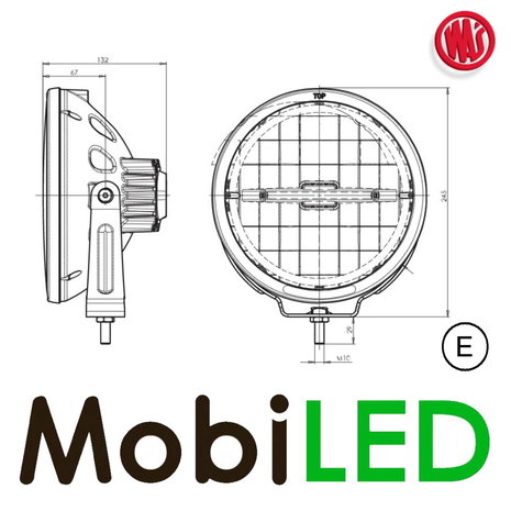 WAS WAS Projecteur à faisceau loin 50 W avec anneau E-marque WAS WAS Projecteur à faisceau loin 50 W avec anneau E-marque