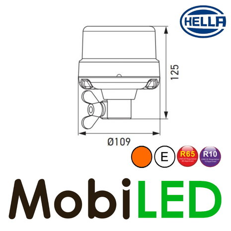 Hella Hella K-LED Nano rotating beacon push on amber E-mark