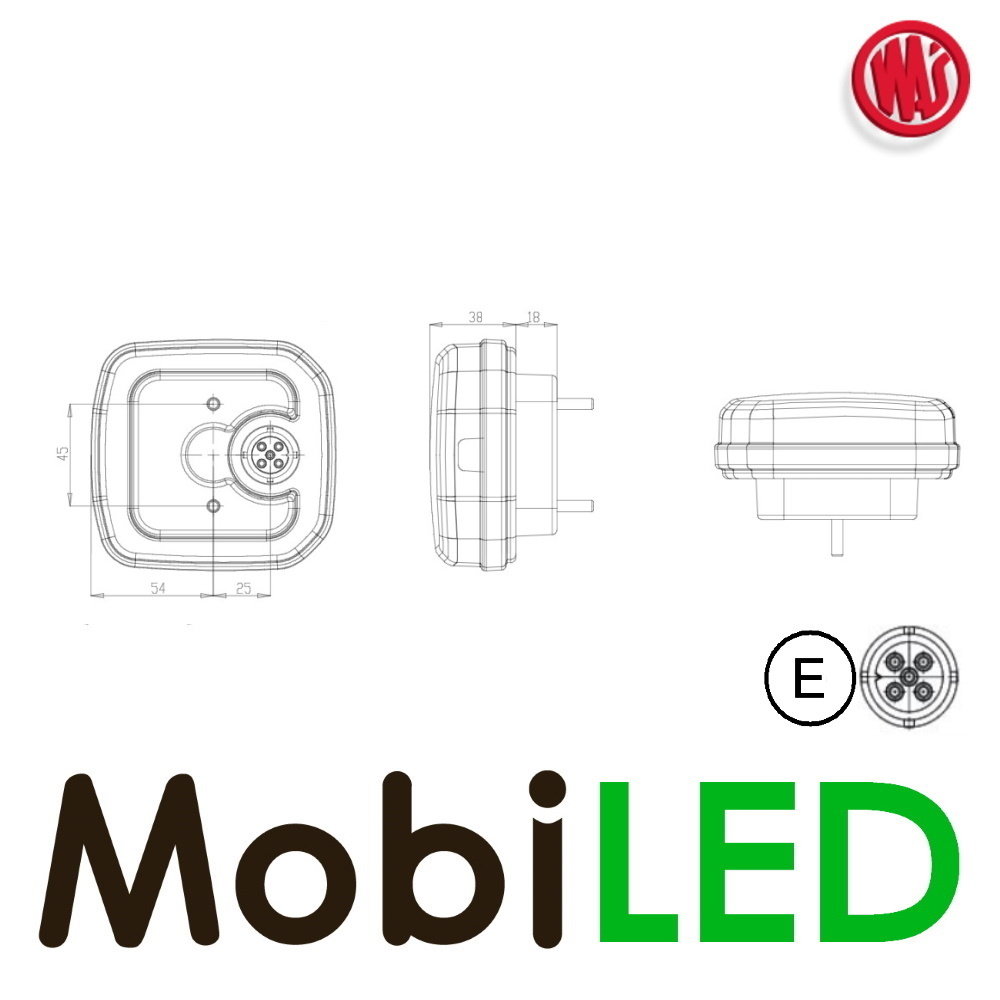 WAS Feu avant carré aspect néon avec clignotant E-marque baïonnette