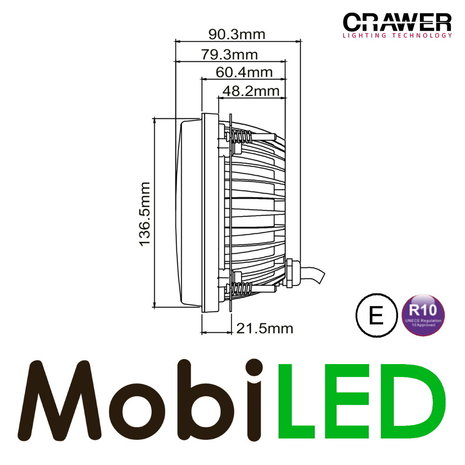 Crawer Crawer headlight 5 inch round E-mark