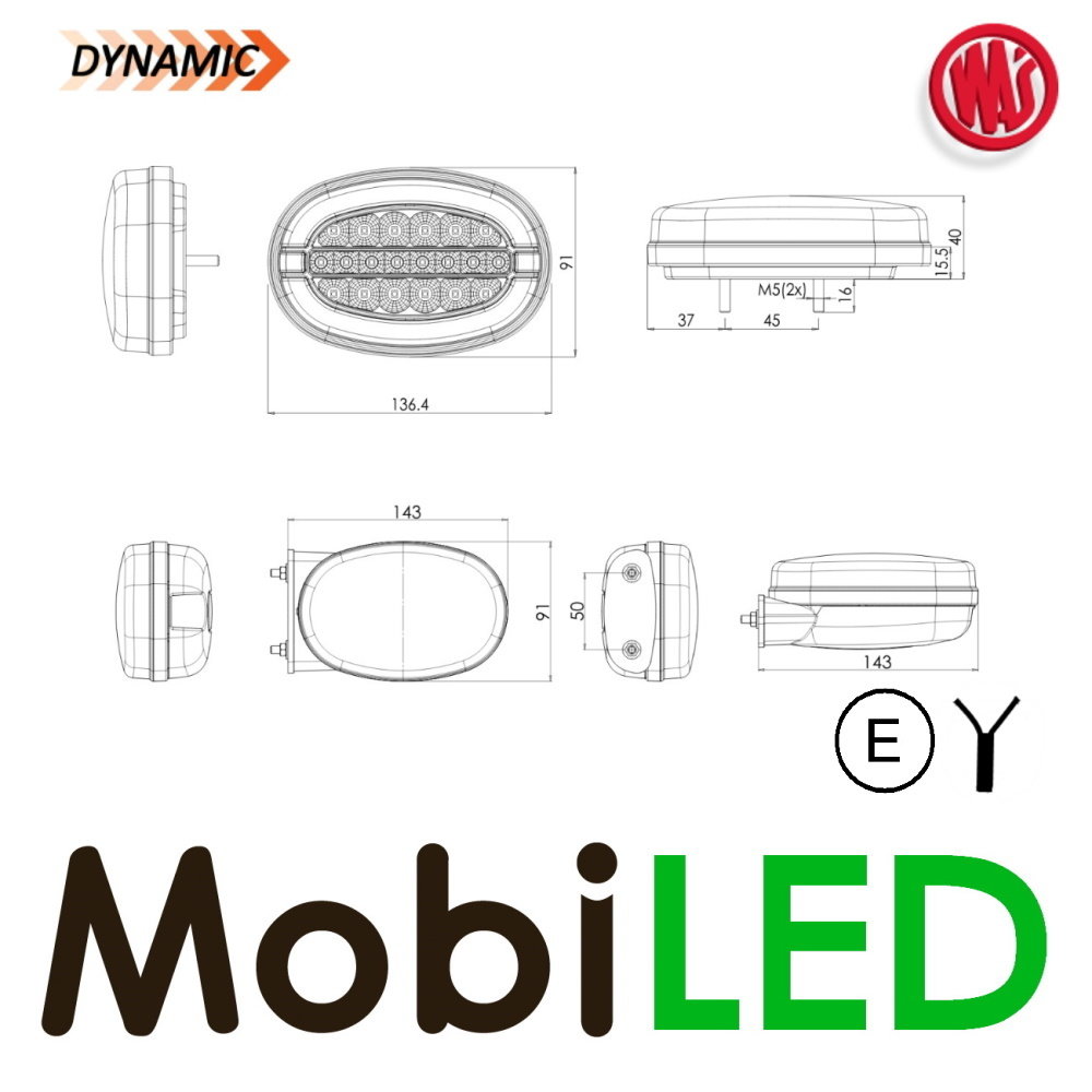 WAS Multifunctional front lamp with turn signal and DRL E-mark