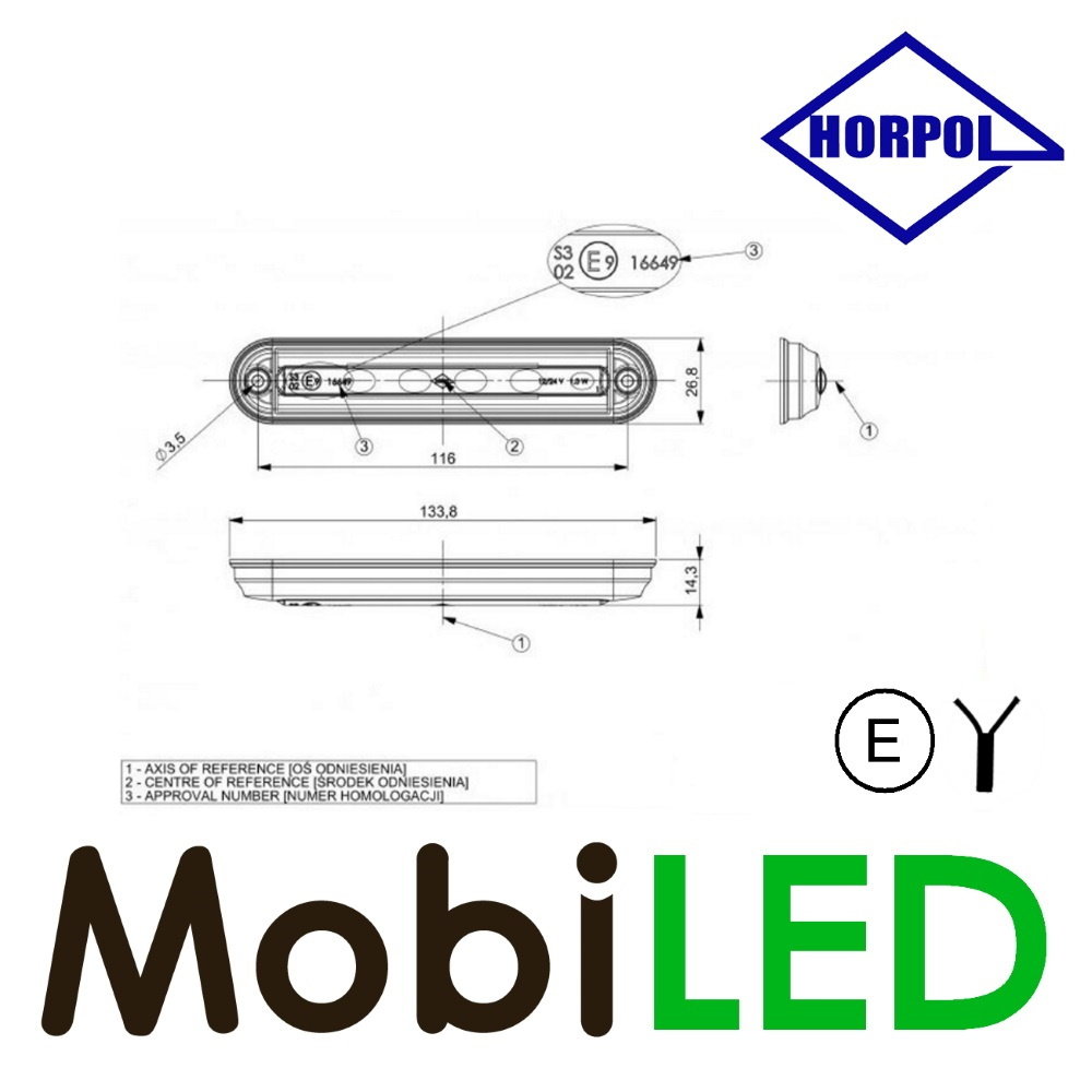 HORPOL Feu de freinage compact 12-24 volts HORPOL Feu de freinage compact 12-24 volts