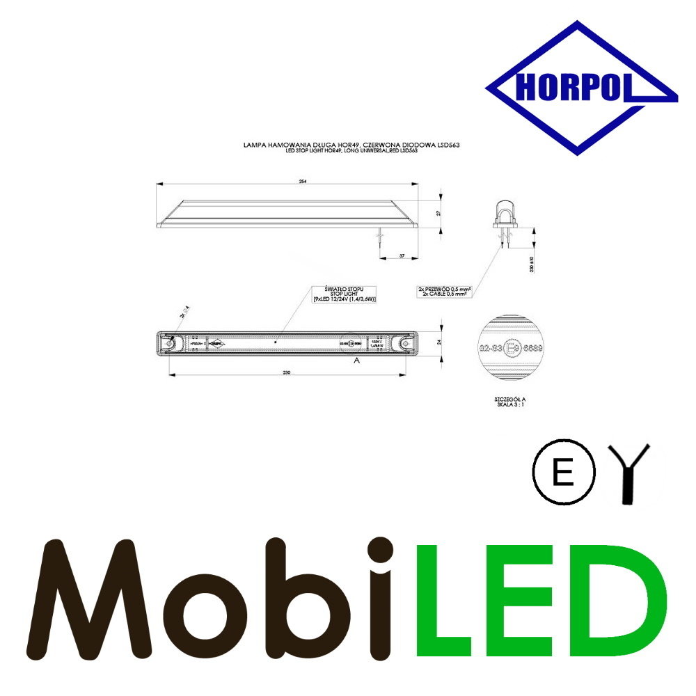 HORPOL Horpol Brake light red E-mark HORPOL Horpol Brake light red E-mark