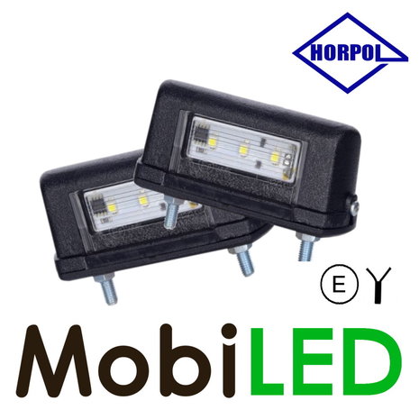 HORPOL Set LED license plate lighting straight black E-mark
