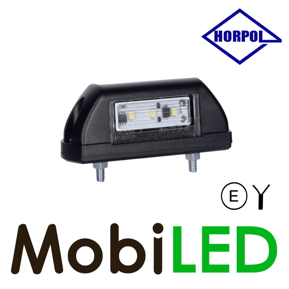 HORPOL LED License plate lighting Rounded Black E-Mark