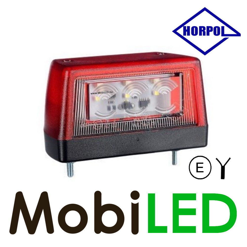 HORPOL Kentekenverlichting  rood hoekig E-keur HORPOL Kentekenverlichting  rood hoekig E-keur
