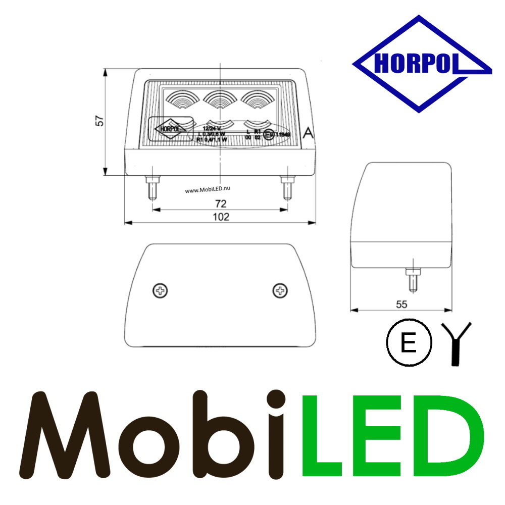 HORPOL Éclairage de plaque d’immatriculation angulaire noir E-mark