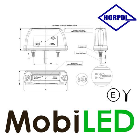HORPOL License plate lighting red with E-mark HORPOL License plate lighting red with E-mark