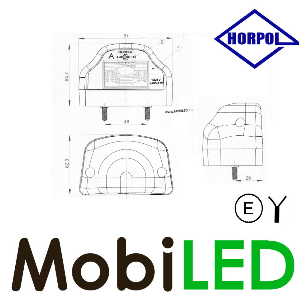 HORPOL Kentekenverlichting rood E-keur