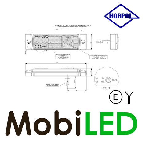 HORPOL Markeringslicht Rechthoek met reflector Amber 12-24 volt E-keur