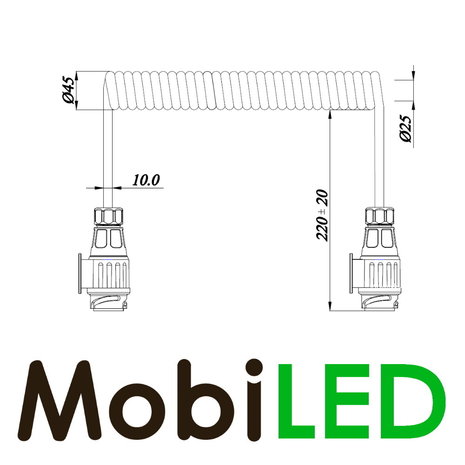 12 V 8-wire Electrical spiral cable 3 m 13 pin 12 V 8-wire Electrical spiral cable 3 m 13 pin