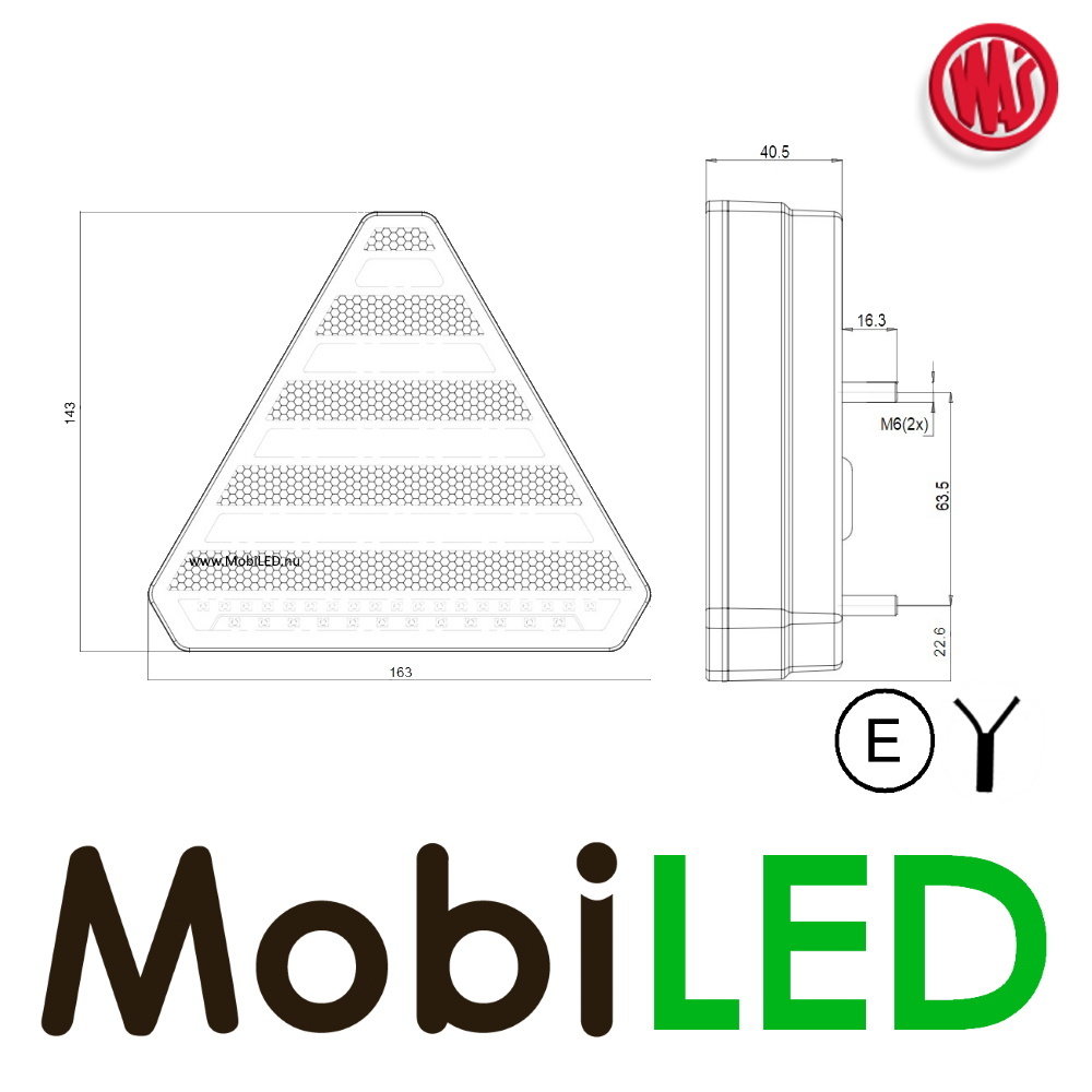 WAS Rear light 4 functions, reflector, license plate Right E-mark