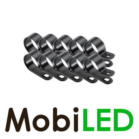 Nylon P-Clips zwart 9 mm 10 stuks