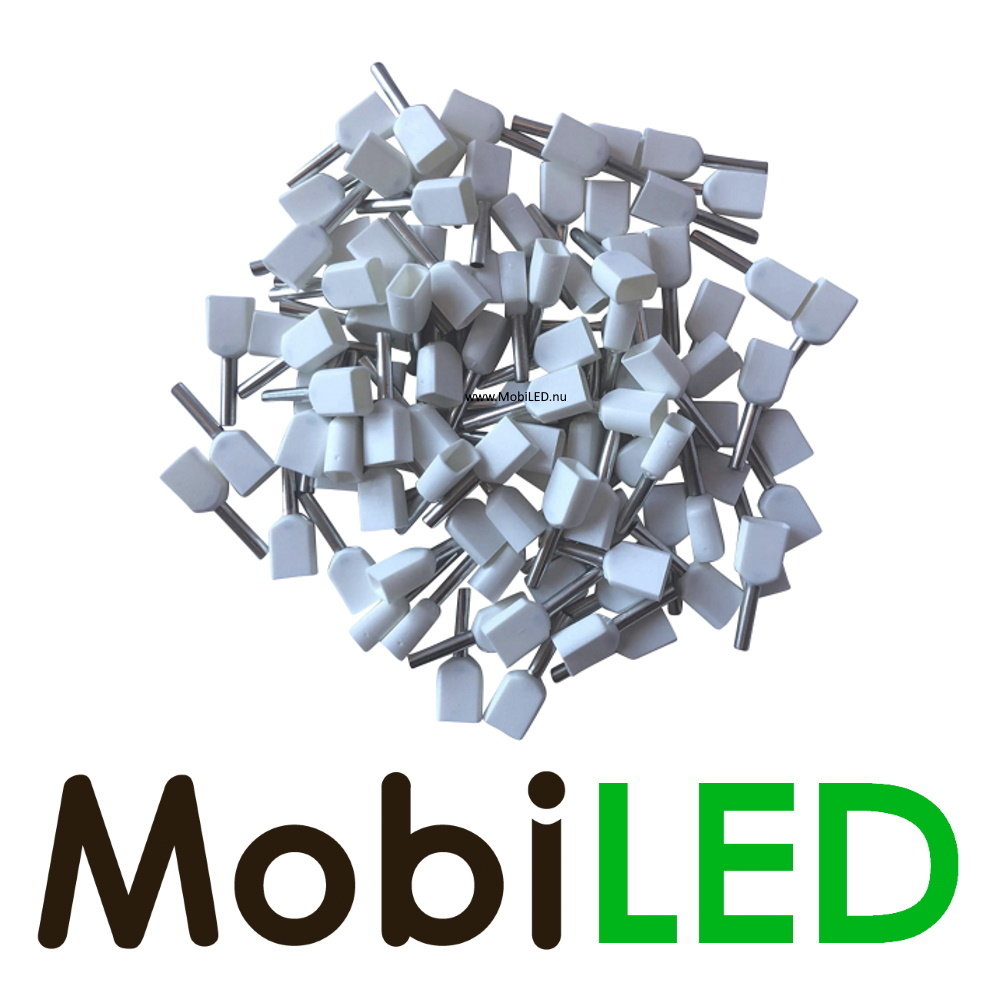 Dubbele invoer snoeruiteinden 0,5 mm 100 stuks wit Dubbele invoer snoeruiteinden 0,5 mm 100 stuks wit