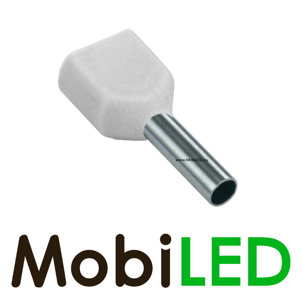 Dubbele invoer snoeruiteinden 0,5 mm 100 stuks wit Dubbele invoer snoeruiteinden 0,5 mm 100 stuks wit