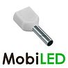 Twin entry cord ends 0.5 mm 100 pieces white Twin entry cord ends 0.5 mm 100 pieces white